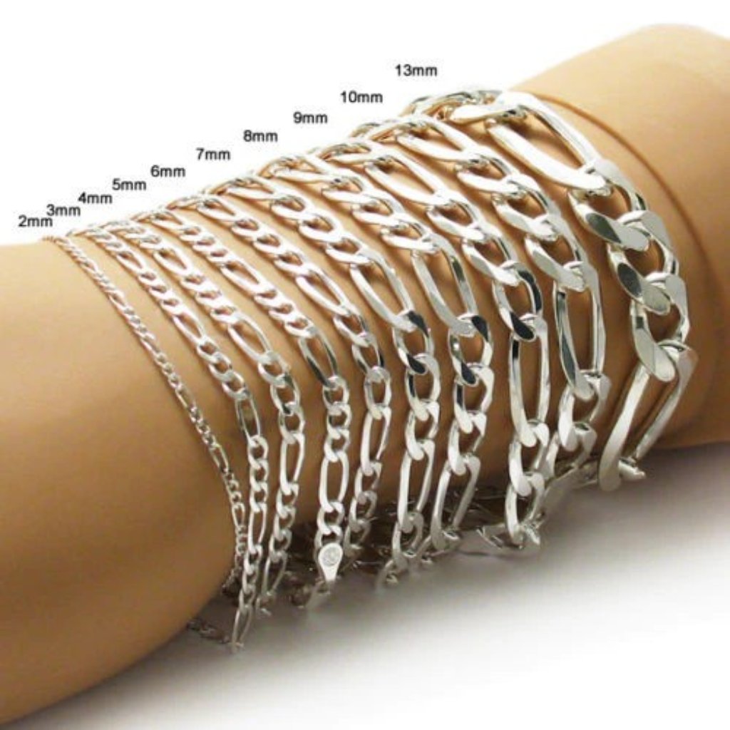 Dashing Sterling Silver Figaro Link Chain Bracelet - 8 Inch